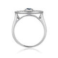 1.3 Ct Round Blue Sapphire Bezel Silver Evil Eye Ring by Fine Color Jewels