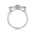 1.30 Ct Round Red Garnet Bezel Silver Evil Eye Ring by Fine Color Jewels