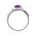 2.96 Ct Octagon Created Purple Sapphire and White Topaz Prong Silver Split Band Ring by Fine Color Jewels