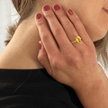 3.5 ct Yellow Pear Yellow Sapphire 18K Yellow Gold Over Silver Teardrop Pave Band Ring by Fine Color Jewels