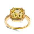 4.00 Ct Cushion Lab Grown Yellow Sapphire Prong 18k Yellow Gold Over Silver Halo Statement Ring by Fine Color Jewels