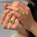 4.00 Ct Cushion Yellow Sapphire Prong 18k Yellow Gold Over Silver Three Stone Statement Ring by Fine Color Jewels
