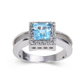 Blue Topaz Chunky Halo Ring by Fine Color Jewels