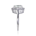 2.17 Ct Oval Green Amethyst and White Sapphire Prong Silver Halo Statement Ring by Fine Color Jewels