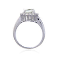 2.17 Ct Oval Green Amethyst and White Sapphire Prong Silver Halo Statement Ring by Fine Color Jewels
