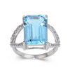 Blue Topaz Emerald Cut Statement Ring