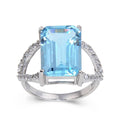 Blue Topaz Emerald Cut Statement Ring by Fine Color Jewels
