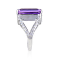 7.23 Ct Octagon Purple Amethyst and White Topaz Prong Silver Statement Ring by Fine Color Jewels