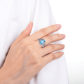Blue Topaz Cushion Statement Ring by Fine Color Jewels