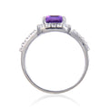 2.22 Ct Octagon Purple Amethyst and White Topaz Prong Silver Split Band Ring by Fine Color Jewels