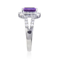 2.22 Ct Octagon Purple Amethyst and White Topaz Prong Silver Split Band Ring by Fine Color Jewels