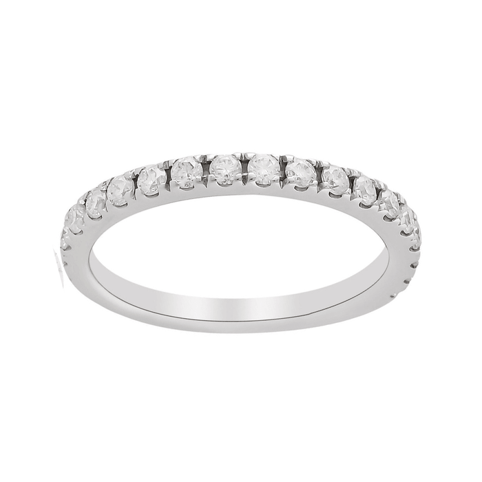 0.70 Ct Round White Moissanite Prong Sterling Silver Eternity Engagement Ring by Fine Color Jewels