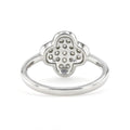 Round White Moissanite Pave Sterling Silver Four Leaf Clover Ring by Fine Color Jewels