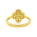 Round Yellow Citrine Pave 18K Yellow Gold Plated Silver Four Leaf Clover Ring by Fine Color Jewels