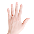 1.65 Ct Square Lab Created Peach Sapphire and Moissanite Prong Silver Cocktail Ring by Fine Color Jewels