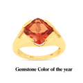 4.24 Ct Square Orange Lab Grown Padparadscha Sapphire Prong 18K Yellow Gold Plated Silver Solitaire Ring by Fine Color Jewels