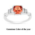 1.14 Ct Cushion Lab Created Peach Sapphire and Moissanite Prong Silver Five Stone Ring by Fine Color Jewels