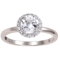 White Topaz Halo Style Promise Ring by Fine Color Jewels