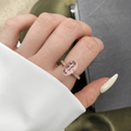 5.92 Ct Oval Pink Amethyst Prong Silver Halo Bold Ring by Fine Color Jewels