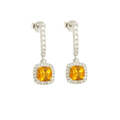 Natural Citrine Dangle Drop Halo Earrings by Fine Color Jewels