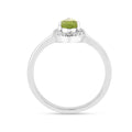 0.97 Ct Pear Green Peridot and Moissanite Prong Silver Halo Engagement Ring by Fine Color Jewels