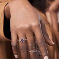 1.65 Ct Cushion Purple Amethyst and Moissanite Prong Silver Halo Cocktail Ring by Fine Color Jewels