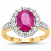 2.85 Ct Oval Pink Burma Ruby and Diamond  Prong 18K Yellow Gold Halo Pave Ring