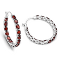 Genuine Garnet Hoop Earrings by Fine Color Jewels