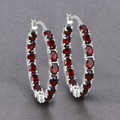 Genuine Garnet Hoop Earrings by Fine Color Jewels