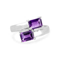 2.00 Ct Octagon Purple Amethyst Prong Silver Bypass Ring by Fine Color Jewels