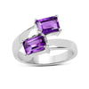 2.00 Ct Octagon Purple Amethyst Prong Silver Bypass Ring