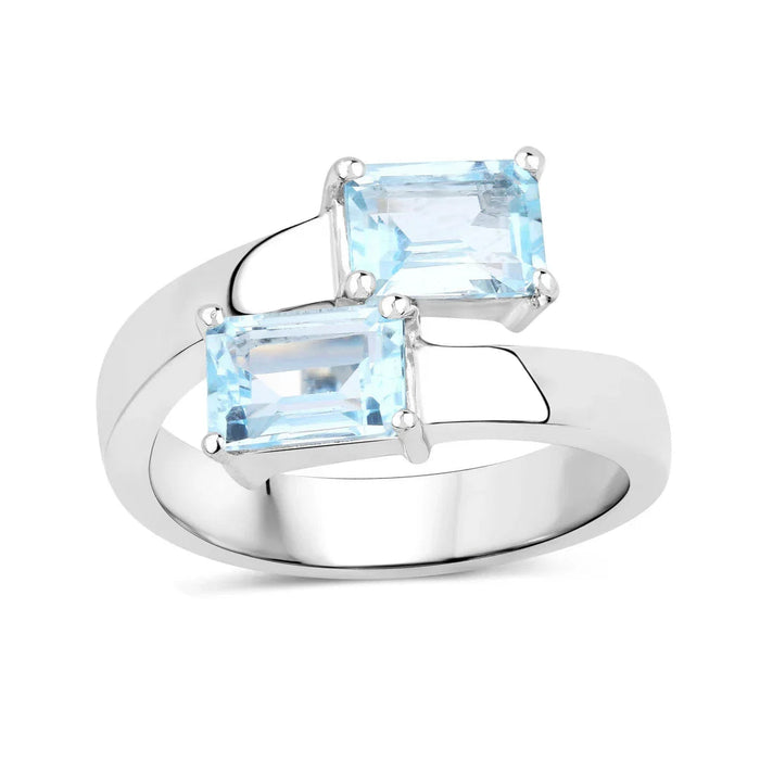 Genuine Blue Topaz Bypass Ring by Fine Color Jewels