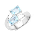 Genuine Blue Topaz Bypass Ring by Fine Color Jewels