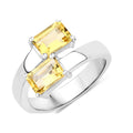 3.43 Ct Round Yellow Citrine and White Topaz Prong Silver Bypass Ring by Fine Color Jewels