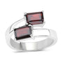 2.40 Ct Octagon Red Garnet Prong Silver Bypass Ring