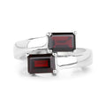 2.40 Ct Octagon Red Garnet Prong Silver Bypass Ring by Fine Color Jewels