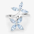 Floral Aquamarine Engagement Ring by Fine Color Jewels