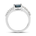 London Blue Topaz Pave Engagement Ring by Fine Color Jewels