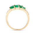 0.68 Ct Marquise Green Zambian Emerald and White Diamond Prong 14K Gold Cluster Ring by Fine Color Jewels