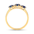 0.70 Ct Oval Blue Sapphire and White Diamond Prong 10k Gold Three Stone Ring by Fine Color Jewels