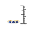 0.70 Ct Oval Blue Sapphire and White Diamond Prong 10k Gold Three Stone Ring by Fine Color Jewels