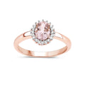 14K Rose Gold Morganite Halo Engagement Rings by Fine Color Jewels