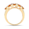 2.48 Ct Oval Yellow Citrine and White Topaz Prong Silver Cluster Ring by Fine Color Jewels