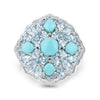 Silver Natural Turquoise Cluster Ring