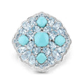 Silver Natural Turquoise Cluster Ring by Fine Color Jewels