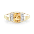0.36 Ct Cushion Yellow Citrine and White Topaz Prong Silver Ring by Fine Color Jewels
