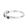 0.56 Ct Round Black Sapphire and White Topaz Prong Silver Half Eternity Ring by Fine Color Jewels