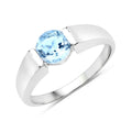 Sterling Silver Blue Topaz Solitaire Unisex Ring by Fine Color Jewels
