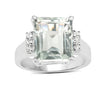 5.54 Ct Octagon Green Amethyst and White Topaz Prong Silver Bold Statement Ring