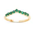 0.31 Ct Round Green Zambian Emerald Prong 10K Yellow Gold Half Eternity Ring by Fine Color Jewels